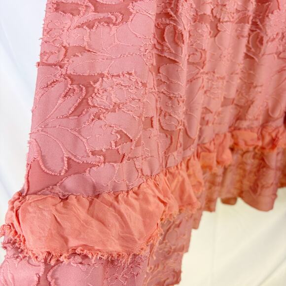 Anthropologie Ruffle Knit Mini Dress Peachy Pink Size M Fits Like L Relaxed Fit - Picture 4 of 8